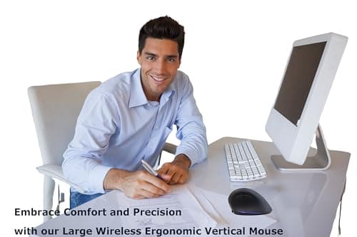 Wireless Mouse Ergonomic Vertical Mouse for Large Hands Rechargeable Big Quiet Silent Ergo Blue LED Light 3600DPI Carpal Tunnel Comfortable Cordless Mice for PC Laptop Computer Macbook Office Gift