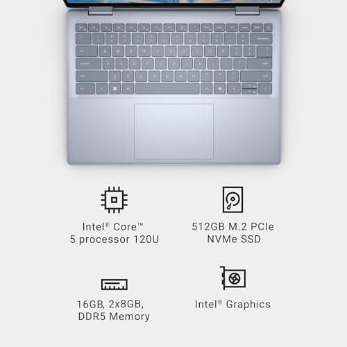 Dell Inspiron 14 7440 2-in-1 Laptop (14" FHD+ Touchscreen, Intel Core 5 120U (> i7-1355U), 16GB DDR5, 512GB SSD) for Creator, Designer, IST Hub & Pen, 10-Hr Long Battery Life, Win 11 Pro w/AI Copilot