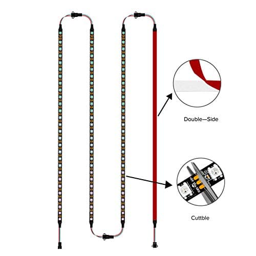 BTF-LIGHTING WS2812B IC PC Light Strip 4PCs 19in Individually Addressable for 5V 3Pin LED Headers for Asus Aura,Gigabyte RGB Fusion, MSI Mystic Light