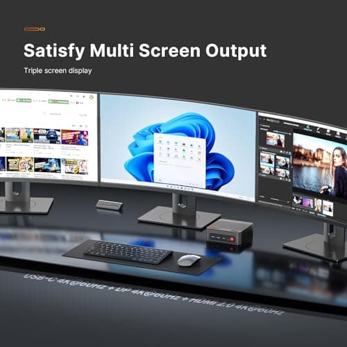 P4 Plus Mini PC Desktop Computers, AMD Ryzen 7 5825U (up to 4.5GHz), 32GB DDR4, 1TB PCIe SSD, Dual LAN 2.5G & Wi-Fi 6E & BT5.2, 4K Triple Display, Compact Silent PC for Gaming, Office, Design