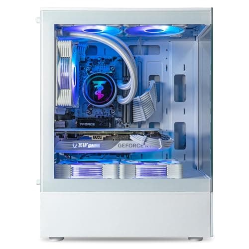ViprTech Stryker 4.0 Liquid-Cooled PC - AMD Ryzen 7 (4.4GHz Turbo), RTX 4060 8GB, 32GB DDR4 3200, 1TB NVMe SSD, 700W PSU, WiFi BT, Win 11 Pro, RGB, Gaming Desktop Computer Prebuilt, White