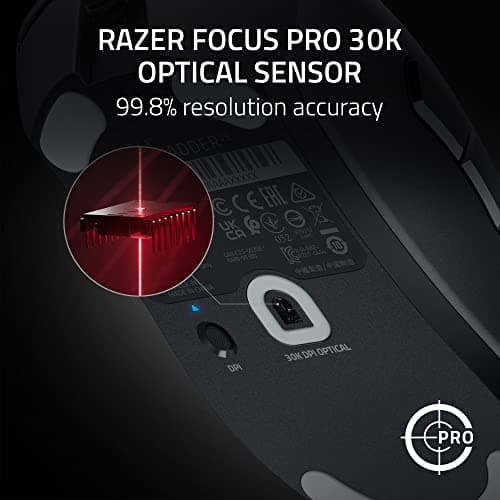 Razer DeathAdder V3 Wired Gaming Mouse: 59g Ultra Lightweight - Focus Pro 30K Optical Sensor - Fast Optical Switches Gen-3-8K Hz HyperPolling-6 Programmable Buttons -Ergonomic -Speedflex Cable- Black