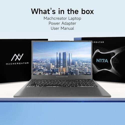Machcreator Business Laptop, 17.3" FHD 120Hz, Intel Processor, 16GB DDR5 RAM, 1TB SSD, Backlit Keyboard, Large Touchpad, MicroSD Card Reader, Camera Shutter Switch, Wi-Fi, Win 11 Home, Grey