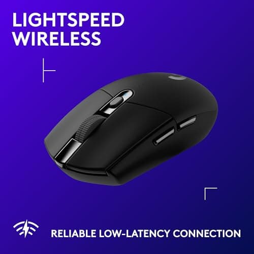 Logitech G305 LIGHTSPEED Wireless Gaming Mouse, Hero 12K Sensor, 12,000 DPI, Lightweight, 6 Programmable Buttons, 250h Battery Life, On-Board Memory, PC/Mac - Black