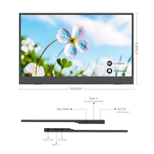 External Travel Monitor, FHD 1080P, 15.6'', Portable, IPS Eye Care Computer Display HDMI USB-C VESA with Smart Cover&Dual Speakers for Mac PC Phone PS4/5 Xbox Switch, Laptop