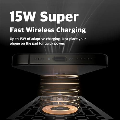POUT H3 SplitMax 3-in-1 Wireless Charging Mouse Pad – Fast Qi Charger, Mousepad Mat, and Magnetic Tray Organizer – Compatible with Smartphones and Earbuds (Graphite Grey)