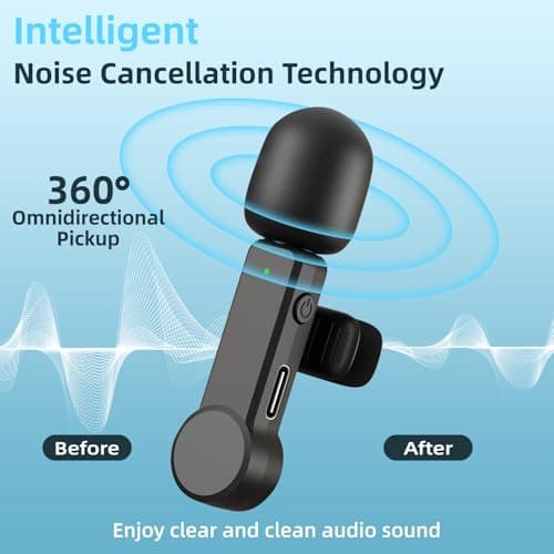 Wireless Lavalier Microphone for iPhone Android iPad - Noise Cancelling Mini Phone Microphone USB C, Cordless Lav Lapel Mic for Video Recording Vlogging YouTube TikTok Podcast