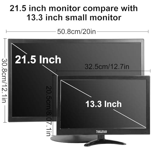 13.3 inch Small PC Monitor 1366x768 Mini LED Monitor with HDMI VGA AV BNC USB Intput, for Fire Stick Computer Xbox Ras pi, Built-in Speaker