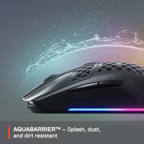 SteelSeries Aerox 3 Wireless - Super Light Gaming Mouse - 18,000 CPI TrueMove Air Optical Sensor - Ultra-Lightweight 68g Water Resistant Design - 200 Hour Battery Life – Onyx (Renewed)
