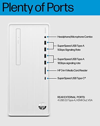 HP Pavilion TP01-3016 Home & Business Desktop, 12th Gen Intel® Core i5-12400, 12 GB DDR4 RAM, 512 GB SSD,Wi-Fi 6 + and Bluetooth® 5.2, Sleek and Compact Tower Design, No Optical Drive (Renewed)