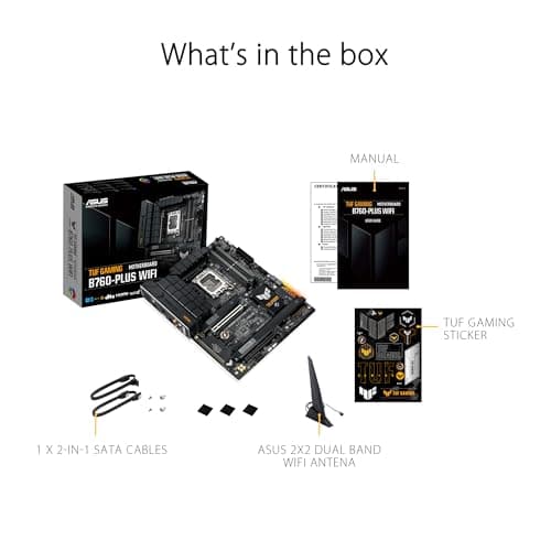 ASUS TUF GAMING B760-PLUS WIFI Intel B760 LGA 1700 ATX motherboard, Ready for 14th, 13th & 12th Gen Intel® Core CPU, 12+1+1 Stages, PCIe 5.0, 3x M.2, DDR5, 2.5G, USB 3.2 Type-C®, Thunderbolt 4™, USB4®