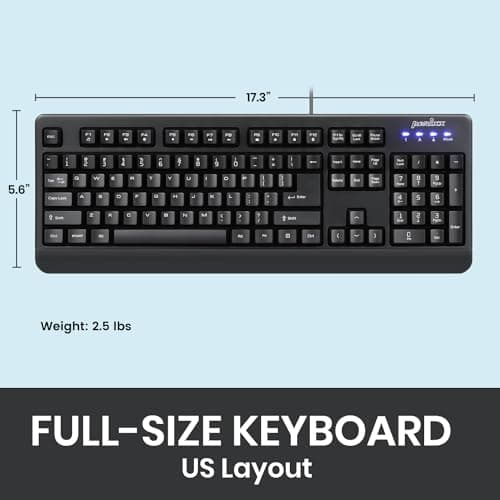 Perixx PERIBOARD-517 Wired Washable USB Keyboard, Certified with IP 65 Level, Black, US English Layout
