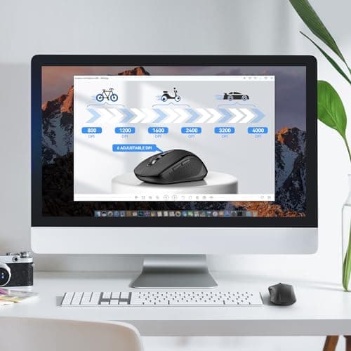 TECKNET Bluetooth Mouse, 4000DPI Wireless Mouse for Laptop 2-in-1(BT 5.0/3.0+2.4Ghz) Computer Portable PC Mice Wireless with USB Receiver for Mac (USB-A+Bluetooth, Black)