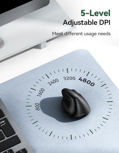 TECKNET Mini Vertical Wireless Mouse, Ergonomic Mouse for Small Hands, 4800DPI, 5 Adjustable DPI Levels, 6 Buttons, 2.4GHz Silent Optical Wireless Mouse for Laptop, Computers, PCs, Macs