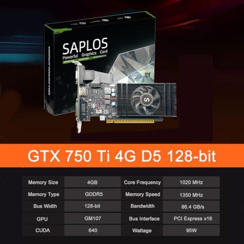 Geforce GTX 750 Ti 4GB Graphics Card, GDDR5 128-bit, DVI, HDMI, VGA, Low Profile, Video Card PC, GPU, PCI Express x16