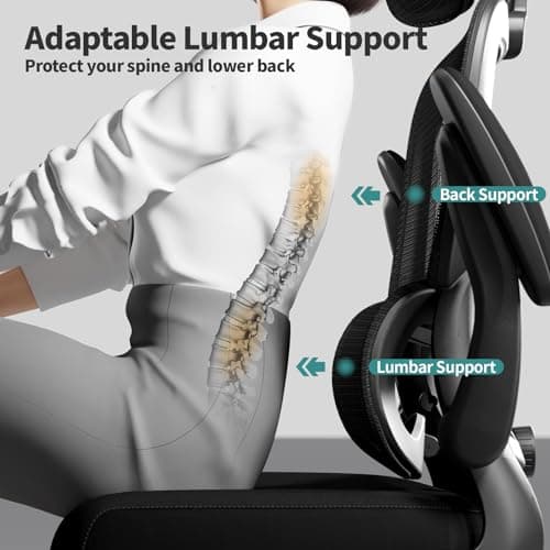 Office Chair Ergonomic Desk Chair, 330 LBS Home Mesh Office Desk Chairs with Wheels, Comfortable Gaming Chair, High Back Office Chair for Long Hours (Black)