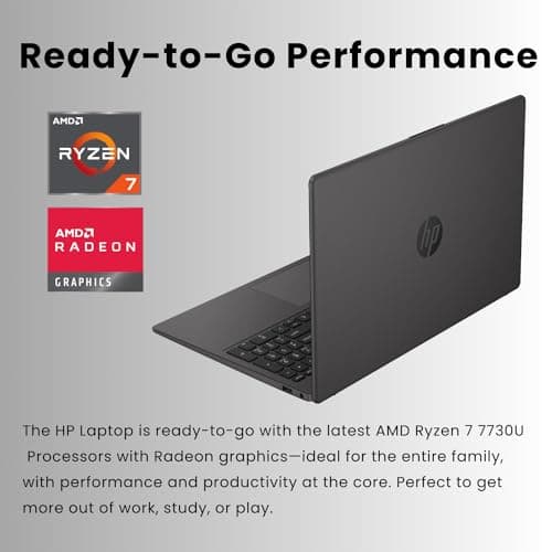 HP 255 G10 15.6" FHD Business Laptop, AMD Ryzen 7 7730U, 32GB RAM, 1TB PCIe SSD, Numeric Keypad, Webcam, Wi-Fi 6, HDMI, Windows 11 Pro, Black