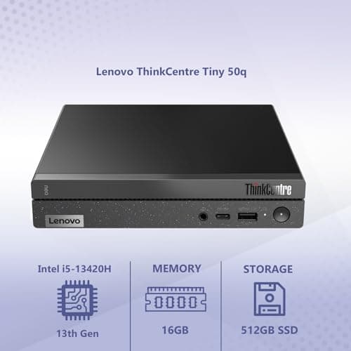 Lenovo ThinkCentre Tiny 50q Intel Octa Core i5-13420H (Beats Intel i7-1260P), 16GB RAM, 512GB NVMe, DisplayPort, HDMI, WiFi 6 + BT, RJ-45, W11P, Business Desktop