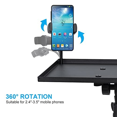 Projector Stand Tripod from 23" to 46", Laptop Tripod Stand Height Adjustable with Gooseneck Phone Holder, Laptop Floor Stand for Office, Home, Stage, Studio, DJ Racks Holder Mount