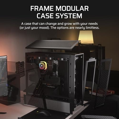 CORSAIR 4000D RS Frame Modular High Airflow Mid-Tower PC Case – 3X CORSAIR RS Fans – InfiniRail Fan Mounting System – Fits Multiple 360mm Radiators – Reverse Connector Motherboard Compatible – Black