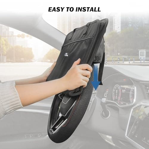 JOYTUTUS 3 in 1 Steering Wheel Eating Tray, Car Back Seat Laptop Desk, Multifunctional Office Bag, Car Work Table for Writing, Car Organizer for Kids, Commuters, Family