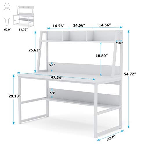 Tribesigns Computer Desk with Hutch, 47 inches Home Office Desk with Space Saving Design with Bookshelf for Small Spaces