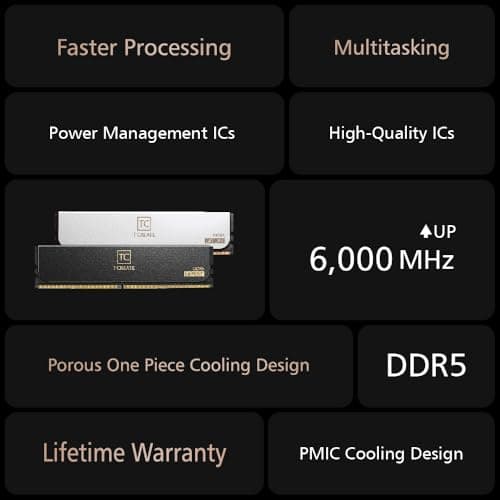 TEAMGROUP T-Create Expert Overclocking 10L DDR5 64GB Kit (2 x 32GB) 6000MHz (PC5-48000) CL34 Intel XMP 3.0 & AMD Expo Compatible Desktop Memory Module Ram White - CTCWD564G6000HC34BDC01