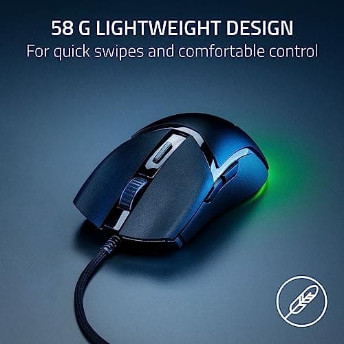 Razer Cobra Gaming Mouse: 58g, Gen-3 Optical Switches, Chroma RGB Lighting, 8500 DPI Sensor, PTFE Feet, Speedflex Cable - Black