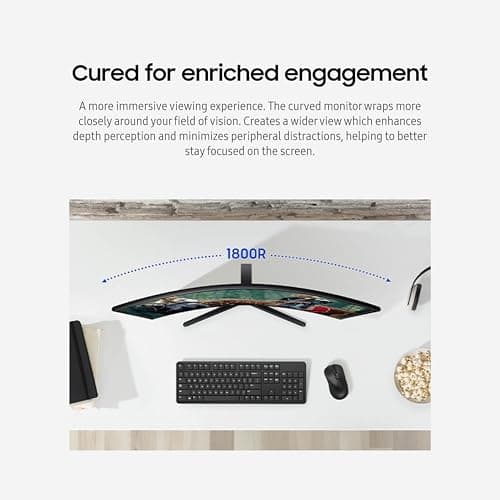 Samsung 24" Essential S3 (S36GD) Series FHD 1800R Curved Computer Monitor, 100Hz, Game Mode, Advanced Eye Comfort, HDMI and D-sub Ports, LS24D366GANXZA