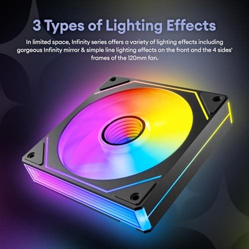 6 Pack RGB Fans, Infinity Mirror, Cable Connector 3 Pin 5V Addressable RGB Fans with Controller (Not Daisy Chain), PWM PC Fan 1800 RPM, 52.4 CFM, Infinity Series