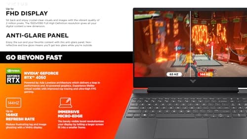HP Victus Gaming Laptop, 15.6-inch FHD IPS 144Hz, AMD Ryzen 5-8645HS, NVIDIA GeForce RTX 4050, Wi-Fi 6, Backlit KB, Win11 Home, w/Mouse Pad (16GB RAM |1TB PCIe SSD)