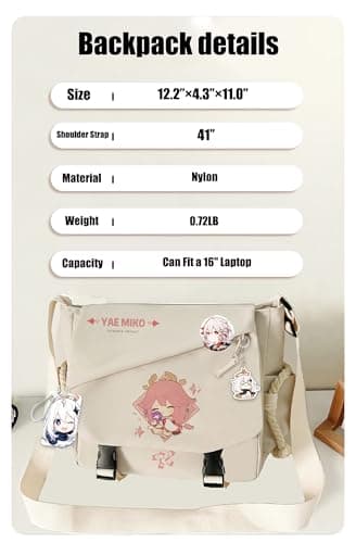 Game Handbag Sangonomiya Kokomi Crossbody Bag Single Shoulder Bag Adult Single Shoulder Backpack White Bag