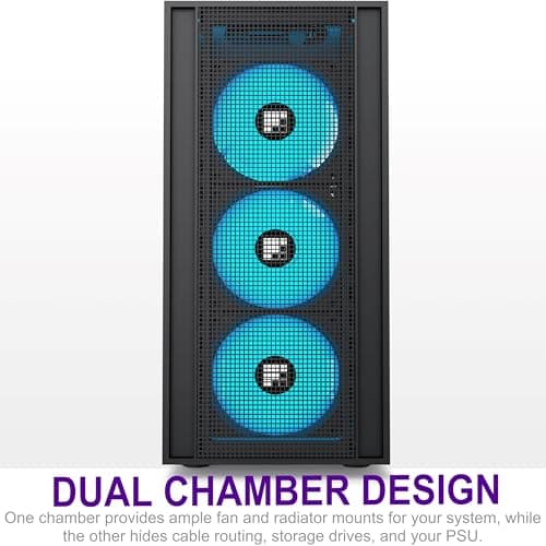 K11 PC Case - Pre-Installed with 4 PWM ARGB Fans, ATX Mid-Tower Gaming Case, Hinged Tempered Glass, Black, FOIFKIN (Black, K11)