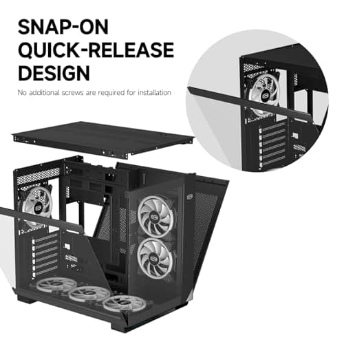 PCCOOLER C3T500 ARGB PC Case Mid Tower Desktop Computer Gaming Superior Case for ATX/M-ATX/ITX with 6 ARGB Case Fans,Column-Free Design,360MM Radiator&400MM GPU Support,Easy Installation (Black)