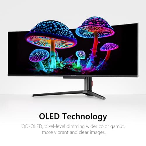 INNOCN 49" 49Q1S OLED Curved Gaming Monitor 5120 x 1440p 240Hz, 0.03ms, USB Type C 90W, HDMI 2.1, DisplayPort, USB Hub, Surrounding Speakers, Adaptive-Sync, Height Adjustable Stand, Black