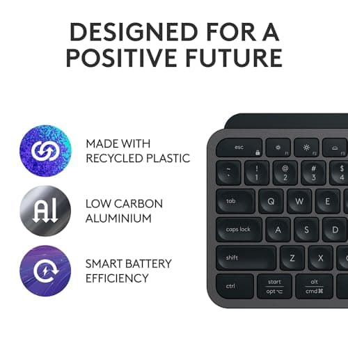 Logitech MX Keys S Wireless Keyboard, Low Profile, Fluid Precise Quiet Typing, Programmable Keys, Backlighting, Bluetooth, USB C Rechargeable, for Windows PC, Linux, Chrome, Mac - Graphite