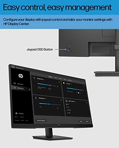 HP 27h Full HD Monitor - Diagonal - IPS Panel & 75Hz Refresh Rate - Smooth Screen - 3-Sided Micro-Edge Bezel - 100mm Height/Tilt Adjust - Built-in Dual Speakers - for Hybrid Workers,Black