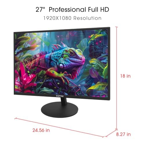 Sceptre E275W-19203R 27 inch1080P LED Monitor 99% sRGB 2X HDMI VGA Build-In Speakers, Machine Black (E275W-19203R series)
