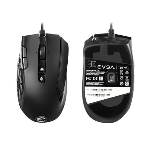 EVGA X15 MMO Gaming Mouse, 8k, Wired, Black, Customizable, 16,000 DPI, 5 Profiles, 20 Buttons, Ergonomic 904-W1-15BK-KR