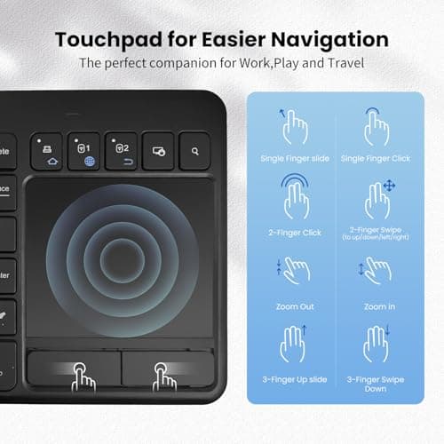 Wireless Bluetooth TouchPad Keyboard with Multi-Device,TV Keyboard with Multi-Touch Big Size Trackpad for TV,Windows,Laptop,Tablet,Windows,Android,Chrome OS