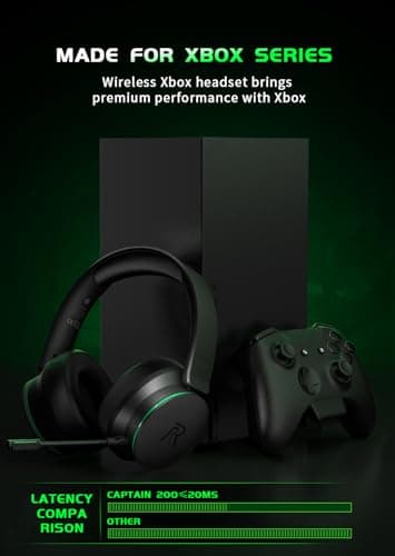 RYR Wireless Gaming Headset for Xbox Series X|S, Xbox One, PS5, PS4, Mac, Bluetooth 5.3, 3D Surround Sound, Rotatable Earmuffs, Gaming Headphones with Noise Canceling Microphones-Blackgreen