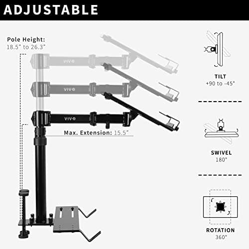 VIVO Single Laptop Car Mount, Fully Adjustable Extension, Notebook Stand for Trucks, Vans, and SUVs, Articulation and Height Adjustment, Black, MOUNT-CAR01
