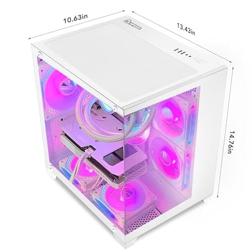 Panorama Gaming PC Desktop Computer - AMD Ryzen 7 5700G 3.8 GHz, RTX 4060 8GB, 32GB DDR4 RAM 3200, 1TB M.2 PCIE + 1TB SATA SSD, 650W PSU, 240mm AIO, Windows 11 Pro 64-bit, White