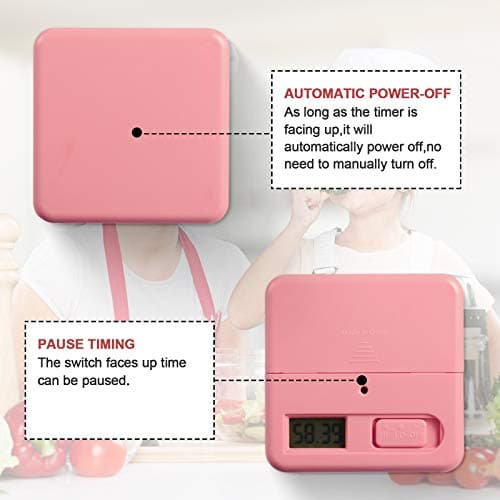 Weewooday Cube Timer Productivity Flip Timer for ADHD Block Gravity Sensor Kitchen Desk Study Time Countdown Learning Management Workout Classroom Gift 15 20 30 60 Minutes 2.6 Inch(Pink)
