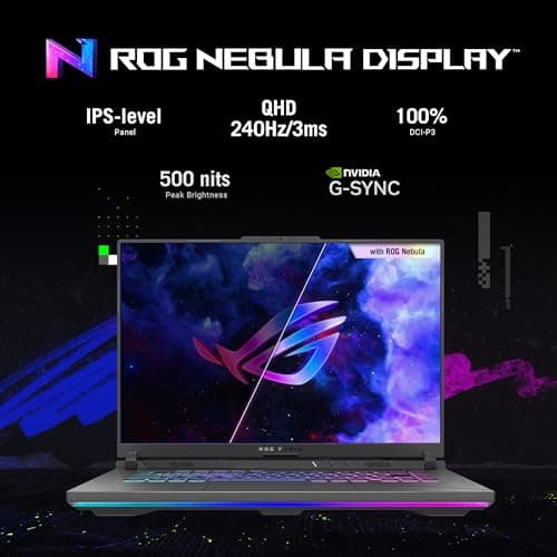 ASUS ROG Strix G16 Gaming Laptop, 16” Nebula Display 16:10 QHD 240Hz, GeForce RTX 4060, Intel® Core™ i9-14900HX, 16GB DDR5-5600, 1TB PCIe SSD, Wi-Fi 6E, Windows 11, G614JVR-ES94