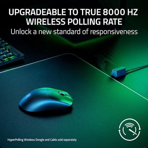 Razer Viper V3 HyperSpeed Wireless Esports Gaming Mouse: 82g Lightweight - Up to 280 Hr Battery - 30K DPI Optical Sensor - Gen-2 Mechanical Switches - 8 Programmable Controls - Classic Black