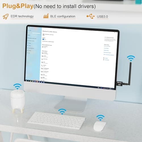 USB Bluetooth 5.4 Adapter for Desktop PC, Long Range 500FT Wireless Transfer for Headphones, Keyboard, Mouse, Compatible with Windows11/10/8.1