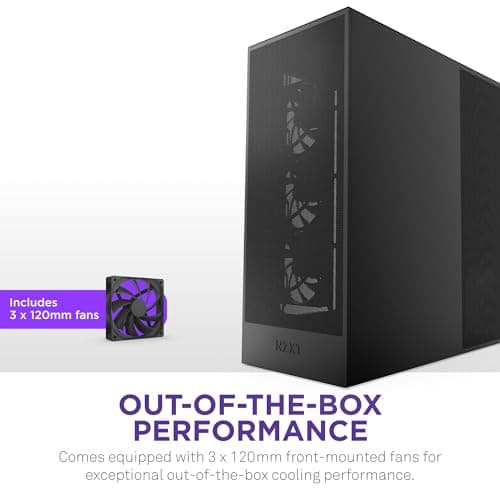 NZXT H7 Flow 2024 - Mid-Tower ATX Airflow Case - Includes Pre-Installed 3 x 120mm Fans - Supports Bottom Fans for Dedicated GPU Cooling - Cable Management - Black