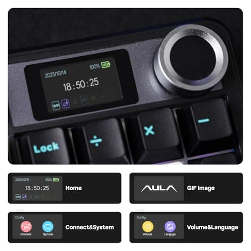 EPOMAKER X Aula F108 PRO Wireless Gaming Keyboard with Screen, 8000mAh Battery, 104 Hot-Swappable and Programmable Keys and Knob, RGB Backlight, for Mac/PC/Android (Blue&White&Black)