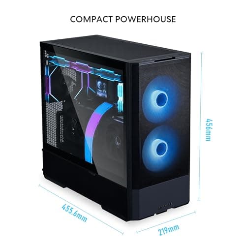 LIAN LI LANCOOL 207 Compact ATX RGB Gaming Computer Case, Airflow Optimized Mesh Panels Tower Chassis w/ 2x140mm ARGB,2x120mm PWM Fans Pre-Installed, USB Type-C Port, Tempered Glass Side Panel (Black)